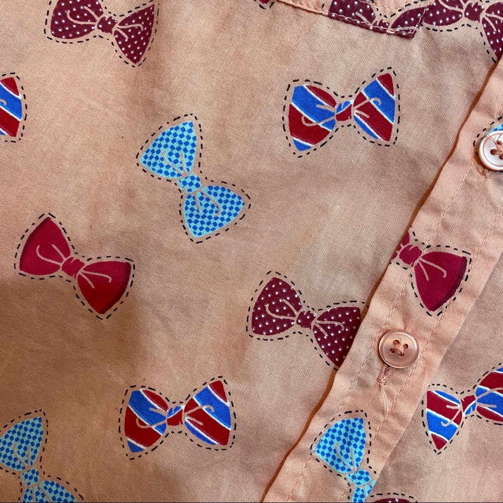 Red Camel Bow Print Button-Up - image 3